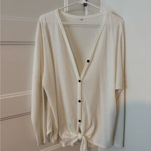 Cream Button-Down Cardigan